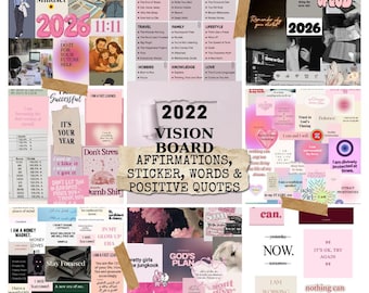 Vision Board Kit 2026:300+ Powerful Pictures Printable Goal Setting and Manifestation Planner (Affirmations,Sticker,Words & Positive Quotes)