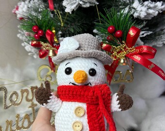 Schema per pupazzo di neve all'uncinetto / Amigurumi facile, decorazioni natalizie (schema PDF)