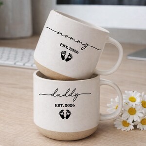 Personlig mamma pappa keramikmugg, nyblivna föräldrarmugg, graviditetsmeddelandemugg present till nyblivna pappa, present till förstagångsmamma, babyshowerpresent