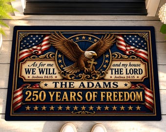 250 Years of Freedom Door Mat, 4th of July Decor Door Mat, 1776 - 2026 USA Celebration Rug, Patriotic USA Decor Home