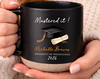 Masterexamenmugg, Mastered It-mugg, examenspresent för masterexamen, personlig kaffekopp för masterexamen, examensmugg för masterstudenter