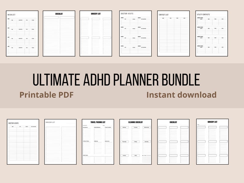 Ultimate Planner Bundle Printable A4, ADHD Planner, Grocery List ...