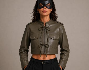 Halloween Costume Women Genuine Leather Jacket | Handmade Gothic Cosplay Outfit