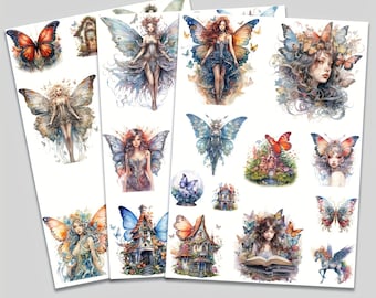 96 PCS Forest Animal Stickers, DIY Self Adhesive Decorative Decals for Crafts, Gift Wrapping, Scrapbooking and Fairy Theme Decor