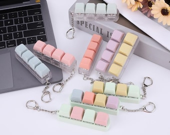 Keyboard Key Toy – 4-Button Keycap Fidget Keychain, Clicker Cube Toy for Adults, Stress Relief & Fun Gift, Birthday gift, keyboard fan