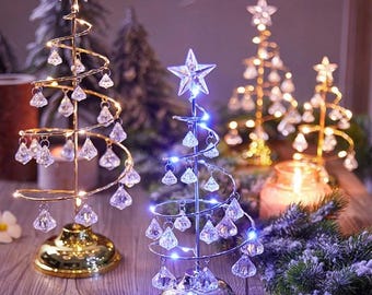 Crystal LED Christmas Tree Night Light, Luminous Tree Lamp Ornament for Holiday Home Decor, Christmas 2025 Resin Gift for Kids