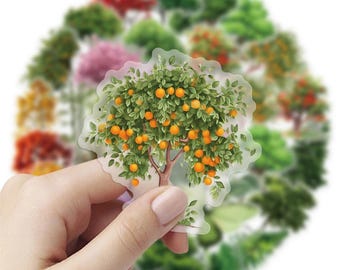 10–50 PCS Cute Cartoon Forest Stickers, Transparent Plant and Landscape Decals for Laptop, Phone, Journals and DIY Crafts