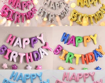 13pcs Rose Gold Happy Birthday Balloon Set, Letter Foil Balloons for Birthday Party Decorations, Anniversary Decor, Balloons, Party Supplies