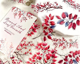 20 PCS Plant Leaf Sticker Pack, Botanical Branch Stickers for Scrapbooking, Journals, DIY Decor and Retro Book Decoration