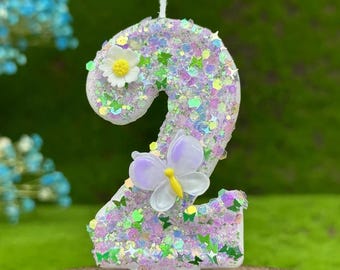 1pc Purple Butterfly Birthday Candle Colorful Butterfly Number 1 Candle Cake Topper Decoration Birthday Party Home Decoration, Gift for her