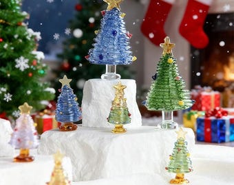 Handmade Mini Crystal Glass Christmas Tree Ornament Creative Desktop Decoration Christmas Gifts And Souvenirs Seasonal Decor