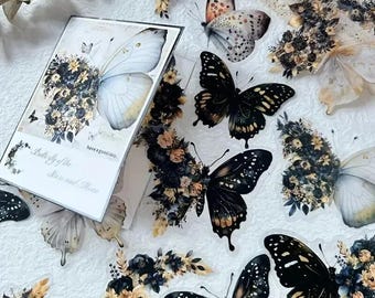 30 PCS Butterfly Flower Stickers, Aesthetic DIY Decorative Decals for Scrapbooking, Journals, Planners, Diaries and Photo Albums