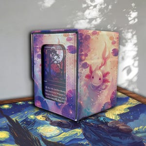 MTG Deck Box, Glowing Water Sprite, Leather, 100+ Sleeved Card Storage