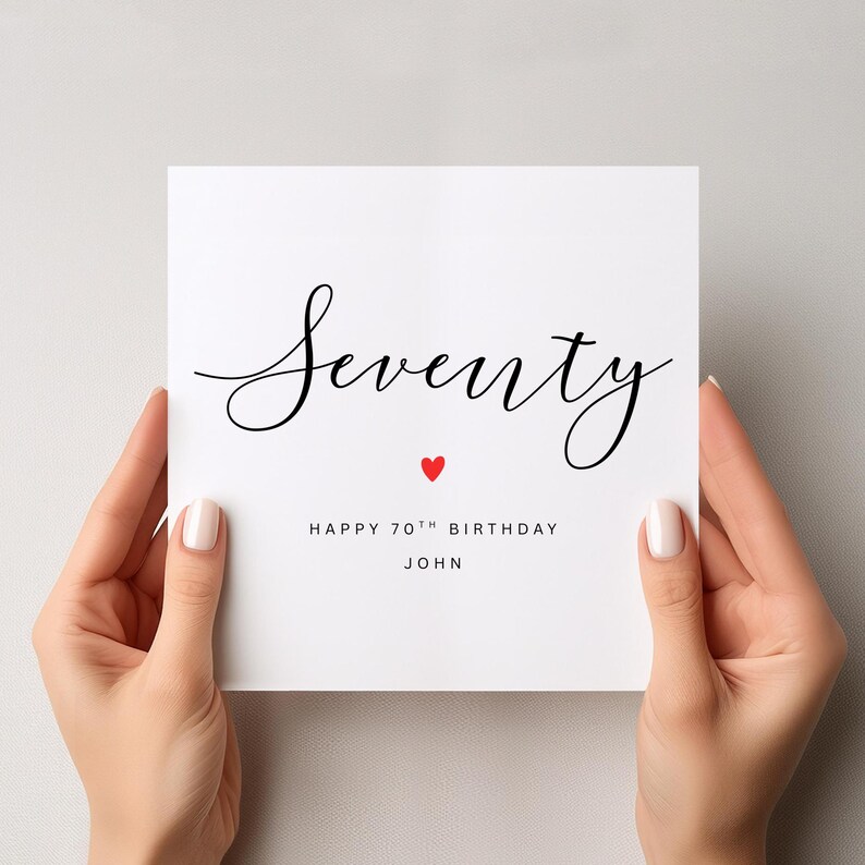 Personalised 70th Birthday Card - Elegant Calligraphy Birthday Card for ...