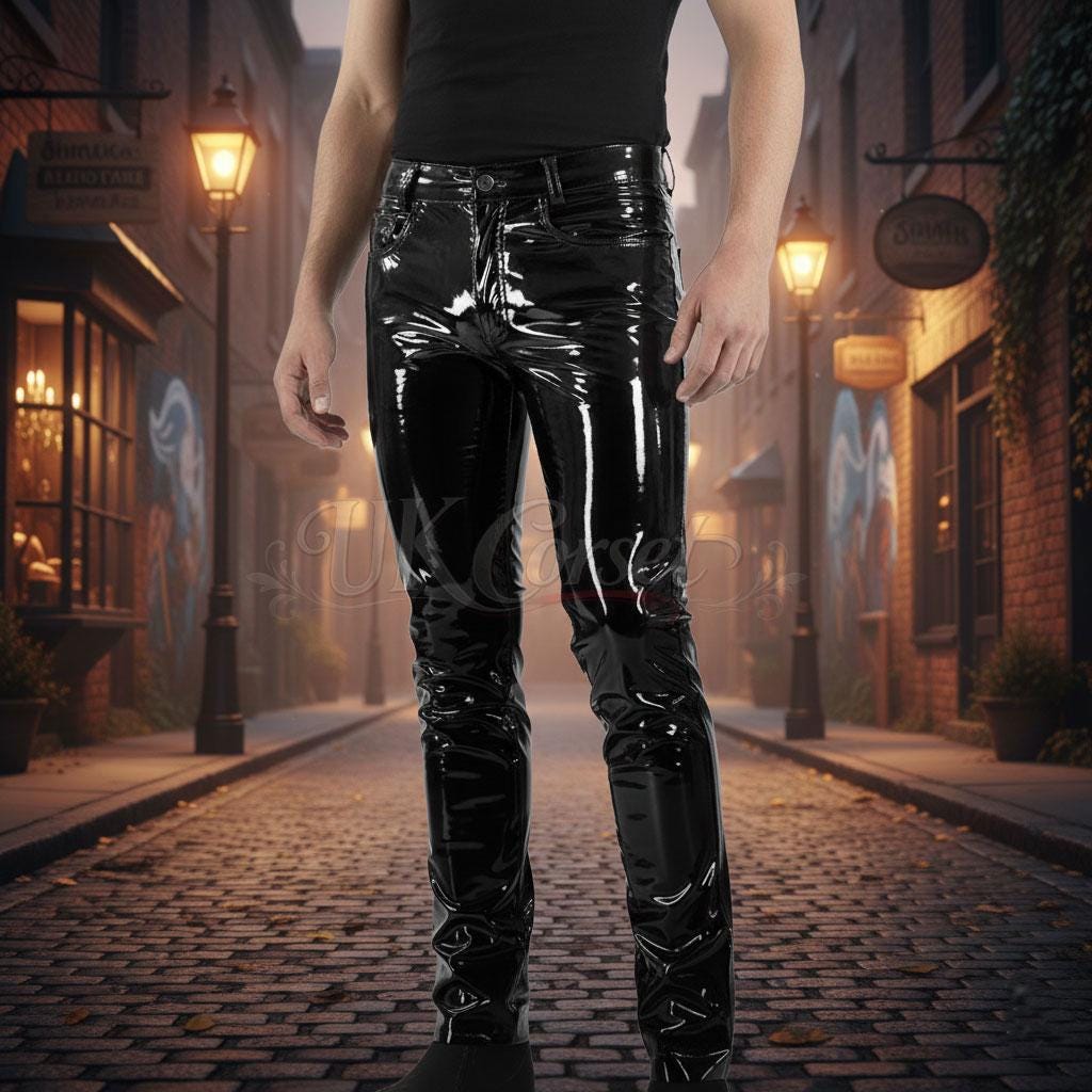 pantalon de compression brillant pour hommes Renvena