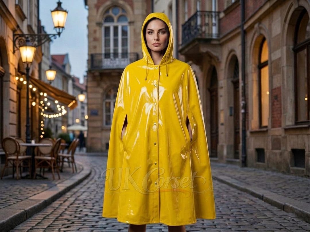High Rise Cloak High Shine PVC Vinyl Hooded Cloak - Vibrant Purple Gothic Rain Cape ...