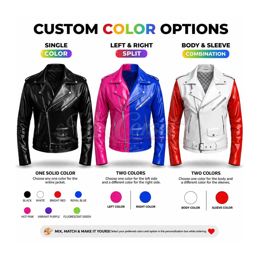 Custom PVC Vinyl Biker Jacket - High Shine Patent Leather Moto Coat ...