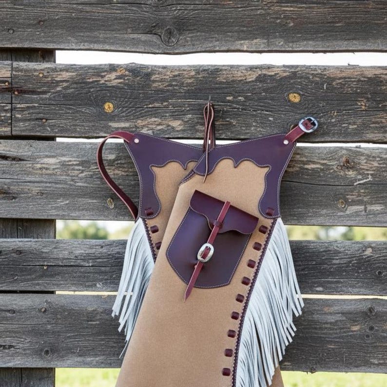 Handmade Suede Leather Chap for Men: Fringed Cowboy Western Style Riding Chaps