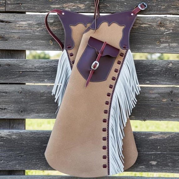 Handmade Suede Leather Chap for Men: Fringed Cowboy Western Style Riding Chaps