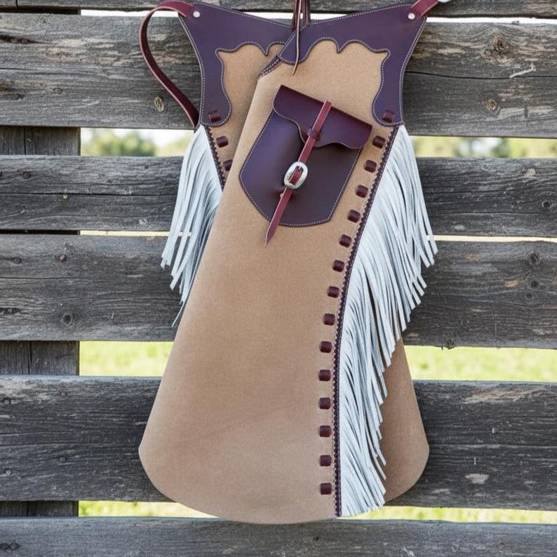 Handmade Suede Leather Chap for Men: Fringed Cowboy Western Style Riding Chaps