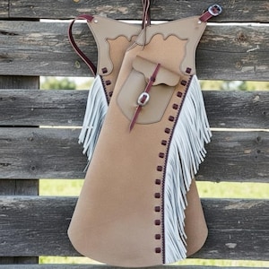Handmade Suede Leather Chap: Adjustable Unisex Native Western Fringe Chaps