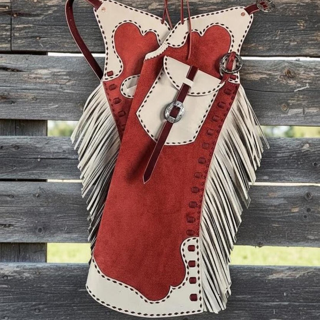Native Chaps Handmade Native Suede Leather Chaps: Western Fringe Rodeo Chap for Men ...