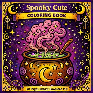 Mystical, Cozy Coloring Book, 30 Thick Line, Easy Coloring Pages for Adults, teens