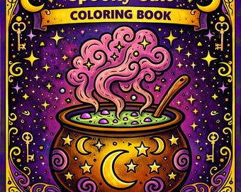 Mystical, Cozy Coloring Book, 30 Thick Line, Easy Coloring Pages for Adults, teens