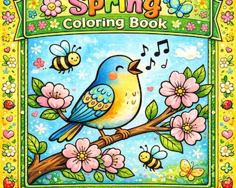 Spring Coloring Book for Kids, 36 Pages (Printable PDF)