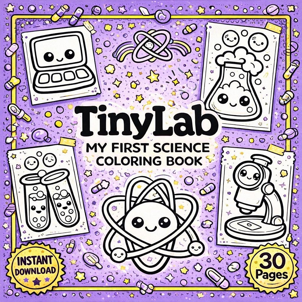 Kawaii Science Coloring Book, STEM Toddler Activities (PDF) - Etsy