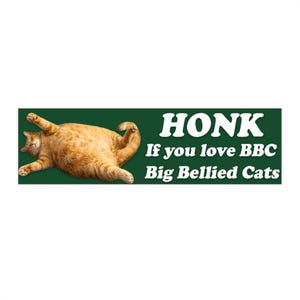 Honk If You Love BBC Big Bellied Cats Bumper Sticker Funny Fat Cat Meme Unhinged Brainrot Dirty Joke Vinyl Car Decal Cat Lover Gift
