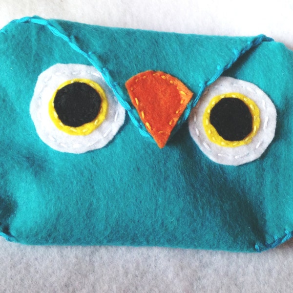 AUCTION ONLY Adorable Hand Sewn Felt Owl Clutch or Pouch