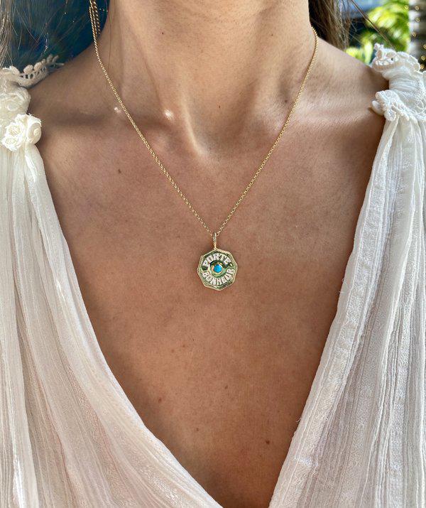 Large Enamel Porte Bonheur Birth Charm, 14K Gold Plated Enamel