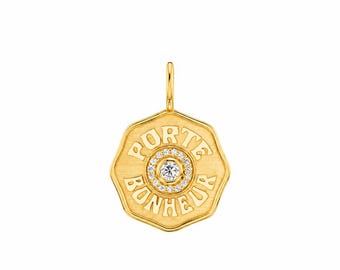 Porte Bonheur Diamond Talisman Necklace | 14k Gold Plated 925 Silver Lucky Charm | Unique Fortune Pendant | Personalized Spiritual Gift