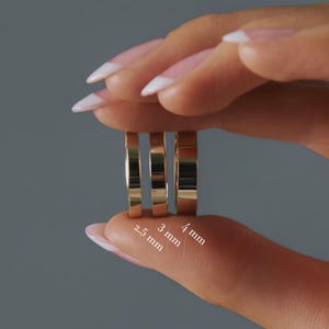 Flat Wedding Band Collection | 2.5mm 3mm 4mm Minimalist Rings | 14k Gold Plated 925 Silver Band | Classic Promise Ring | Unisex Stacking