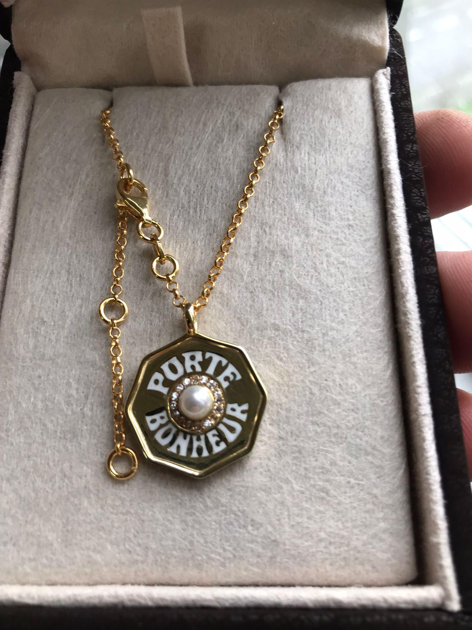 Porte Bonheur Birth Charm Necklace | 14k Gold Plated Enamel Lucky