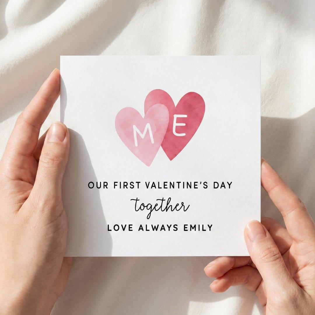 Personalized First Valentines Day Card for Couple, Customized
