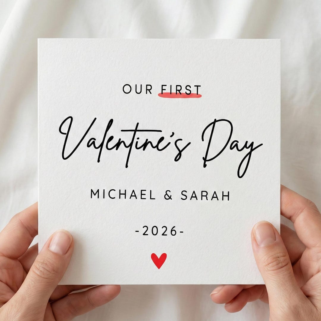 First Valentines Day Card for Couple, Personalised Valentines Card