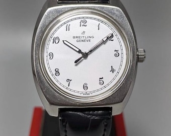 Orologio vintage Breitling Genève – svizzero degli anni '70 a carica manuale, quadrante bianco
