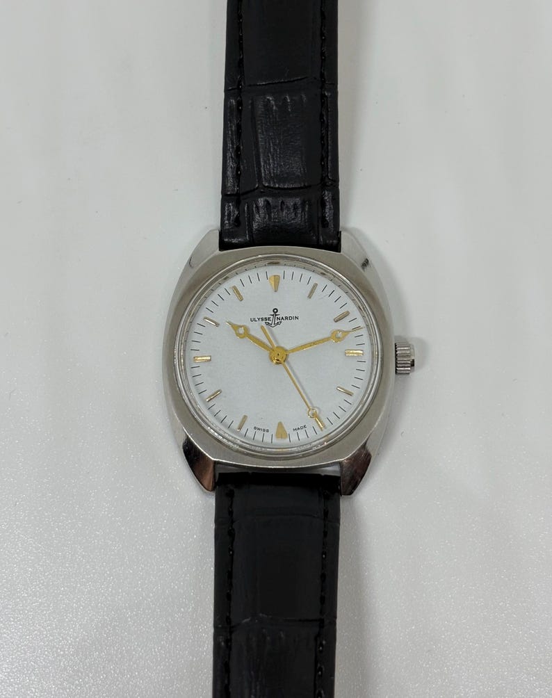 Vintage Ulysse Nardin 17 Jewels Handaufzug Swiss Made Herrenarmbanduhr mit weißem Zifferblatt Bild 7