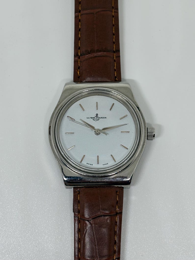 Vintage Ulysse Nardin 17 Jewels Manual Winding Swiss Made Men's Wristwatch White Dial image 7