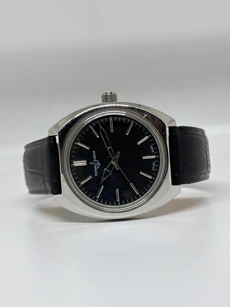 Vintage Ulysse Nardin 17 Jewels Manual Winding Swiss Made Men's Wristwatch Black Dial image 6