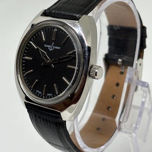 Vintage Ulysse Nardin 17 Jewels Manual Winding Swiss Made Men's Wristwatch Black Dial image 3