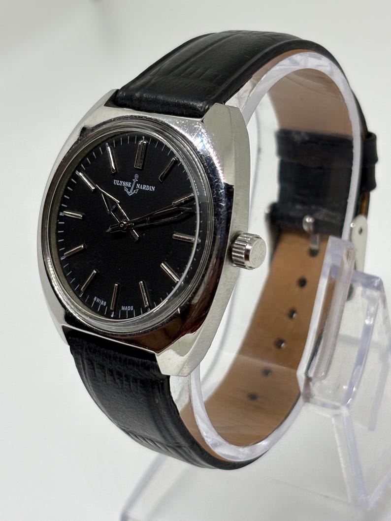Vintage Ulysse Nardin 17 Jewels Manual Winding Swiss Made Men's Wristwatch Black Dial image 3