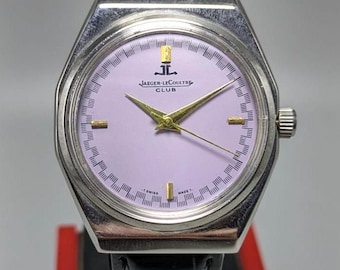 Orologio da uomo vintage Jaeger-LeCoultre con quadrante viola, 17 rubini, carica manuale, fabbricazione svizzera