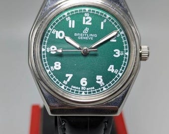 Orologio vintage Breitling Genève – svizzero degli anni '70 a carica manuale, quadrante verde