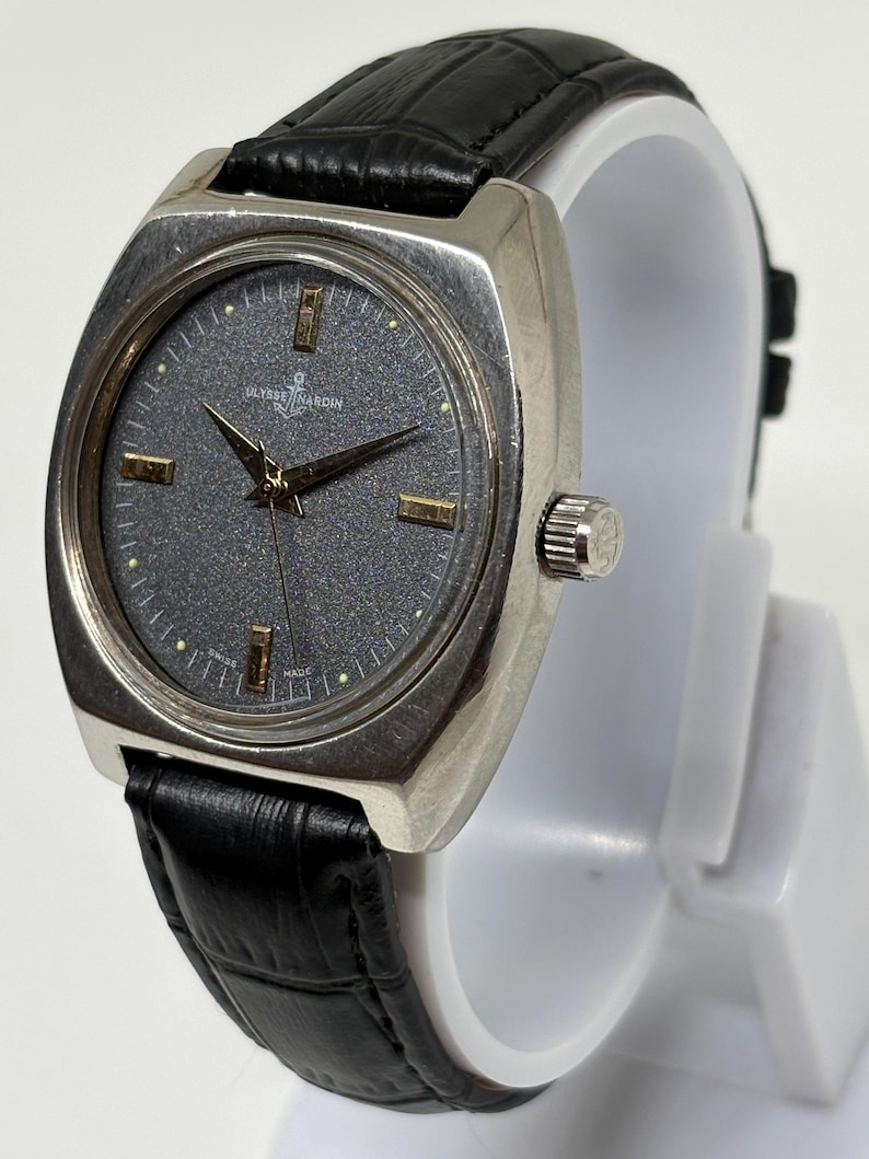 Vintage Ulysse Nardin 17 Jewels Manualny szwajcarski męski zegarek na rękę z czarną tarczą zdjęcie 3
