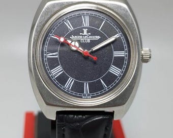 Orologio da uomo vintage Jaeger-LeCoultre con quadrante nero, 17 gioielli, a carica manuale, di fabbricazione svizzera