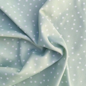 4 way Stretch Printed Shiny Spandex - Mint Polkadot - Sustainably Sourced Deadstock Ideal for Swimwear