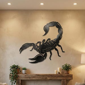 黒いサソリのメタルウォールアートSVG｜部族風動物レーザーカット装飾（デジタルダウンロード）